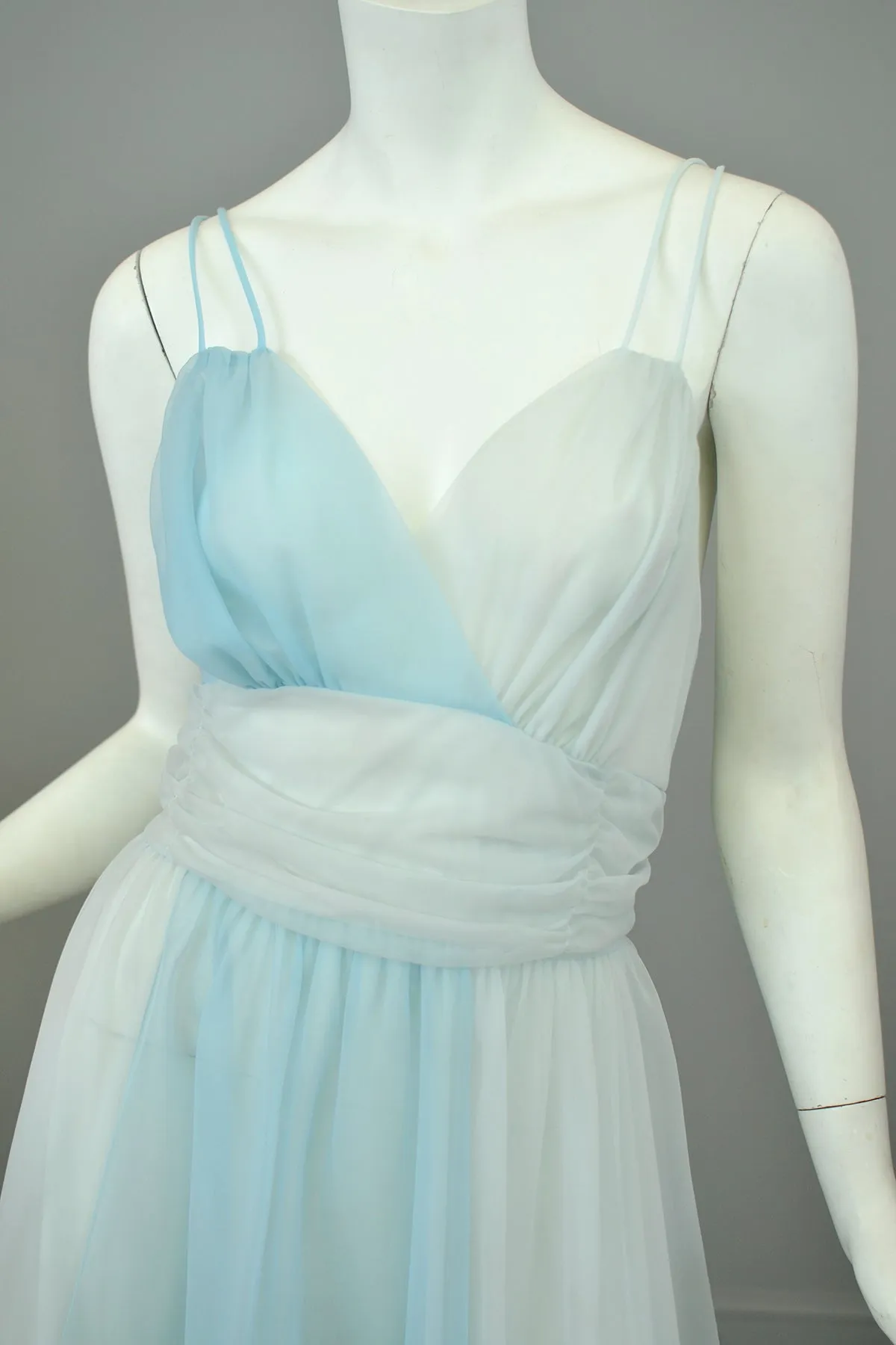 1960s Sky Blue Color Block Frothy Negligee Dress by Vanity Fair