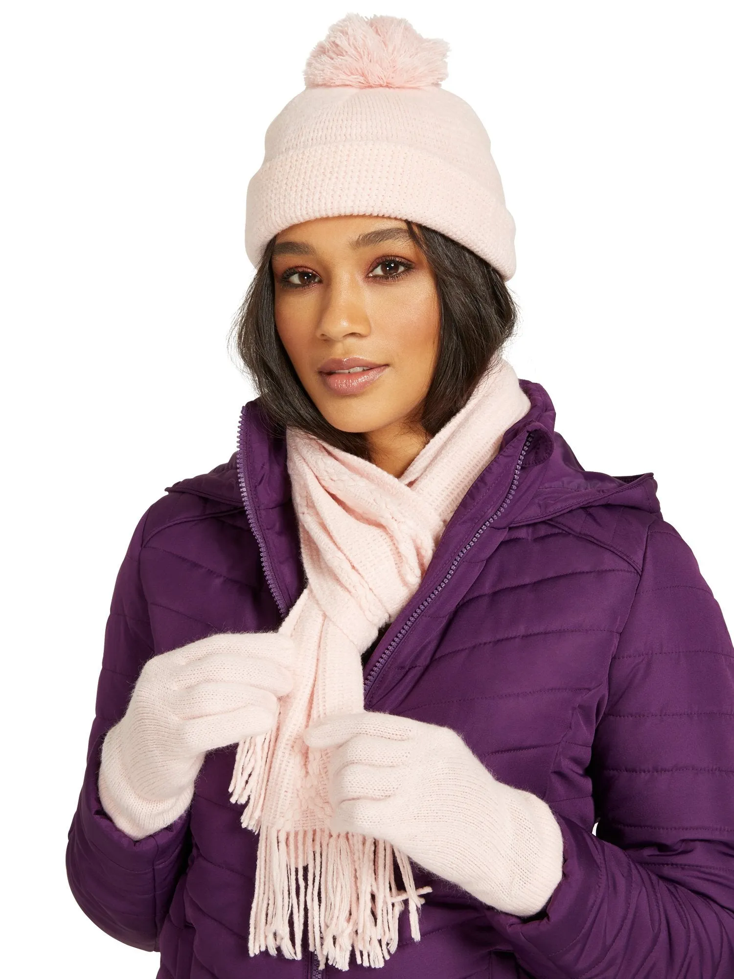 3-Piece Cable-Knit Scarf, Hat & Gloves Set