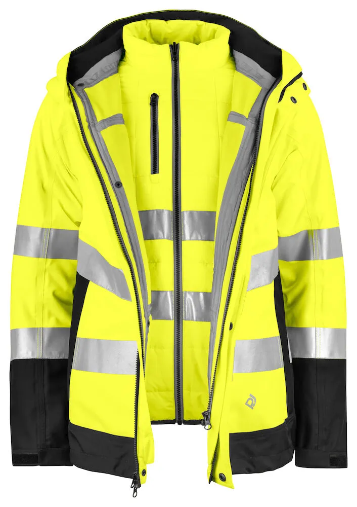 6445 Pro-job Mens Hi-Vis 3-in-1 Class 3/2 Functional Jacket