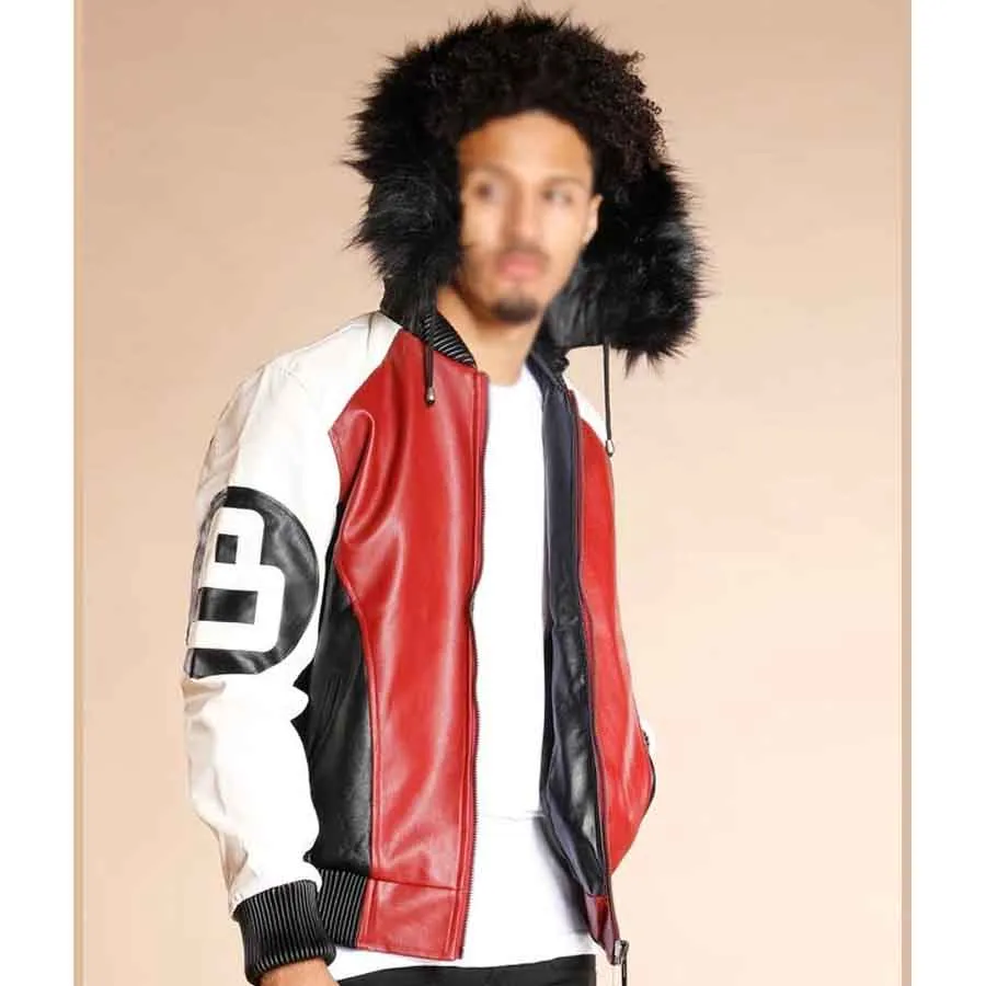 8 Ball Fur Hooded Leather Jacket