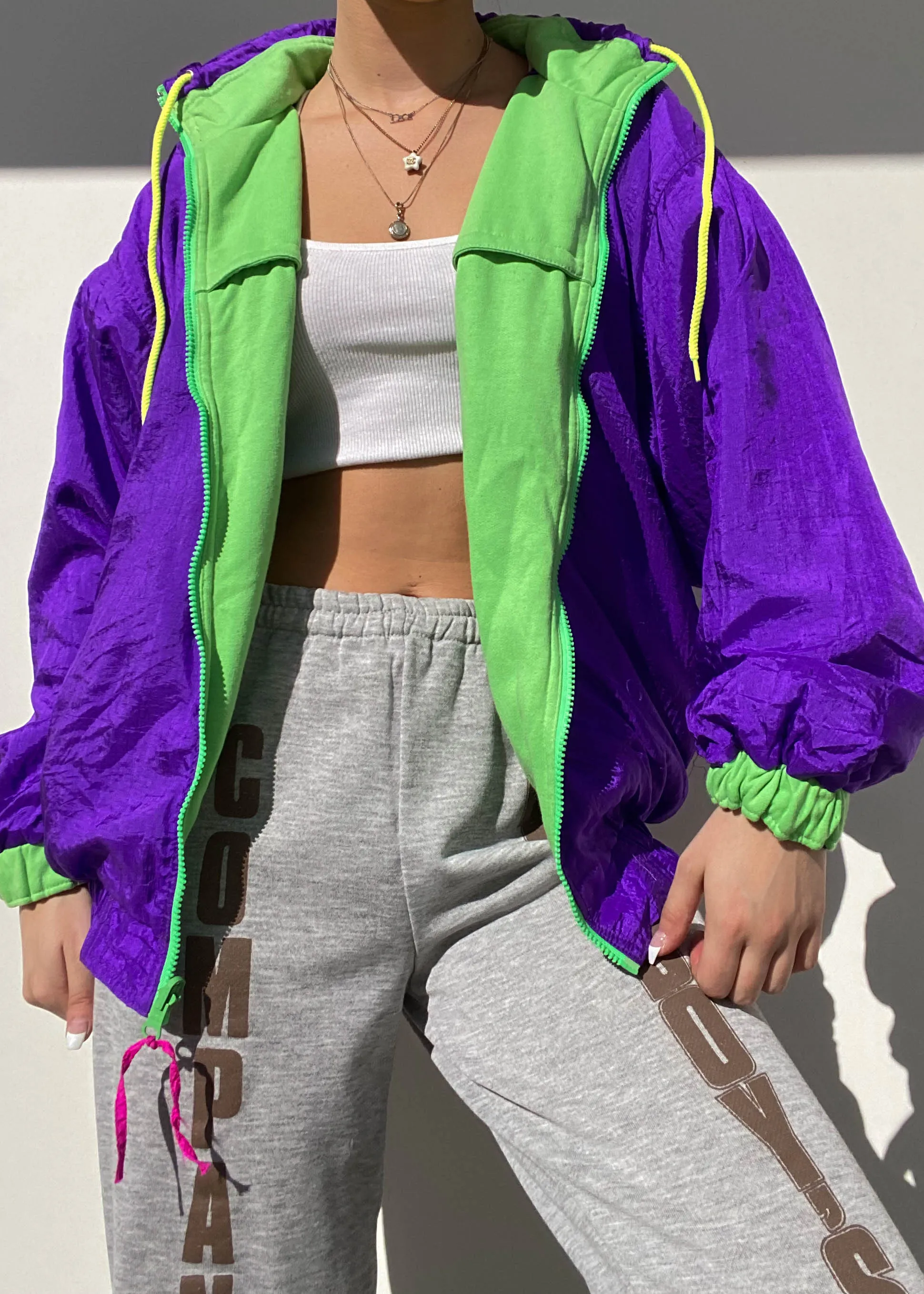 80's Neon Color-Block Reversible Jacket (M)