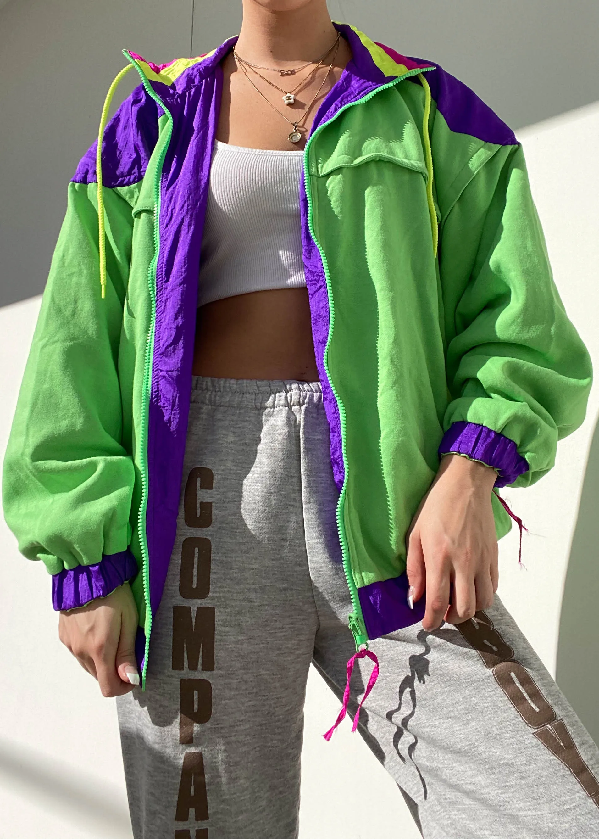 80's Neon Color-Block Reversible Jacket (M)