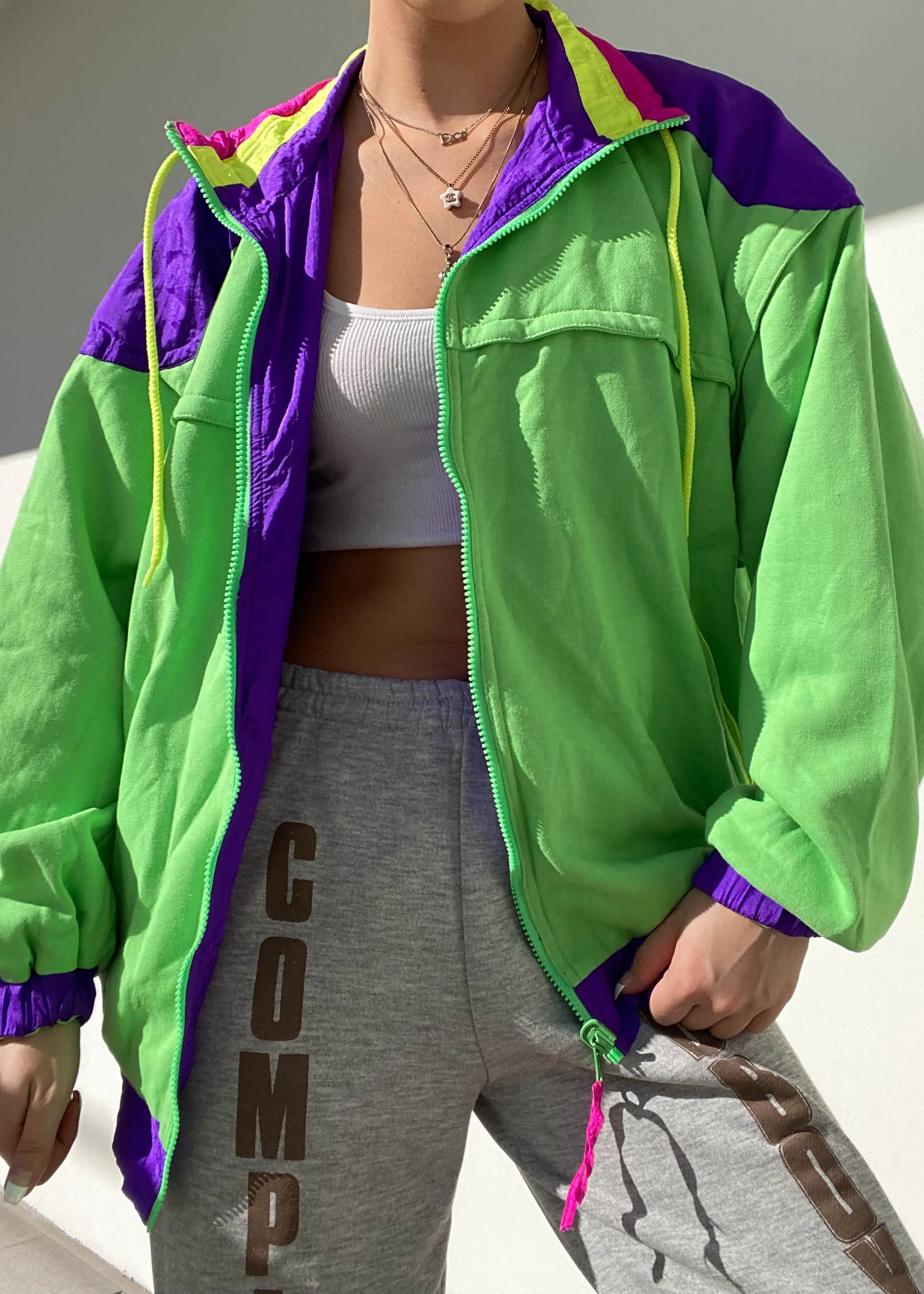 80's Neon Color-Block Reversible Jacket (M)