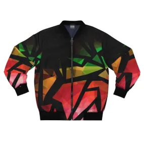 Abstract Polygon Print Bomber Jacket