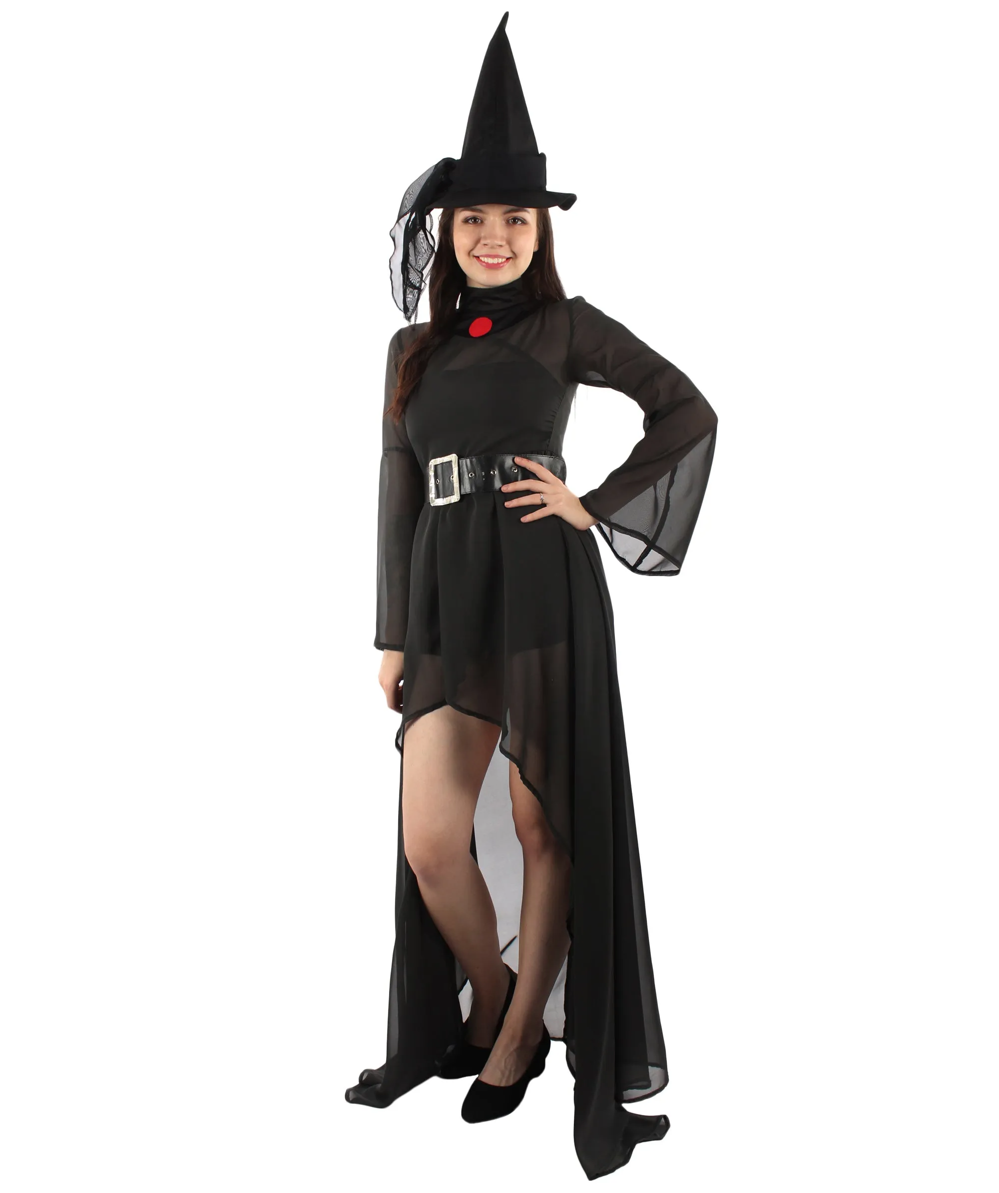 Adult Women’s Gothic Witch Costume Set with Jacket Skirt Belt and Hat | Multiple Size Options