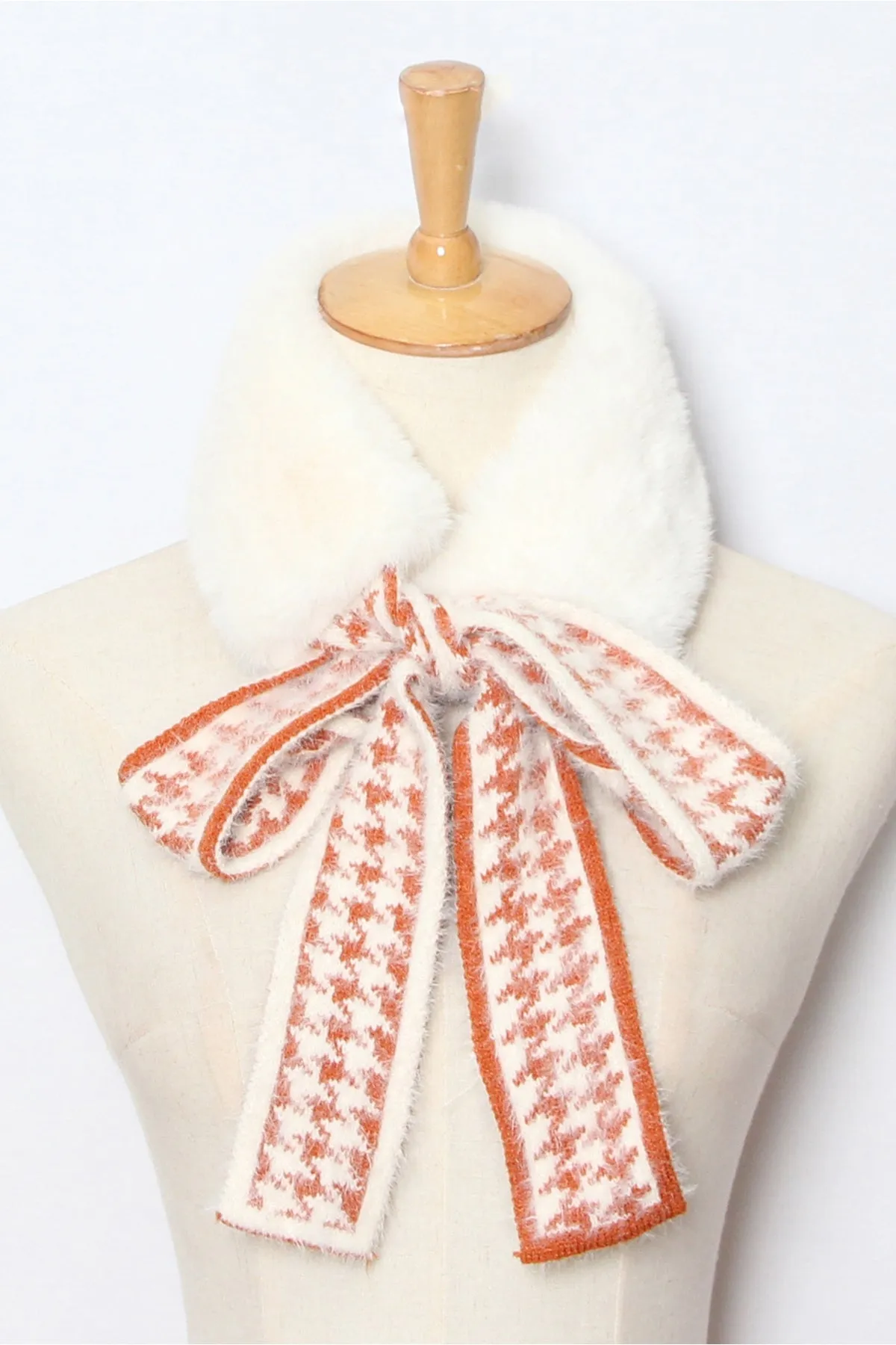 Agatha Cream Faux Fur Collar with Tie Detail