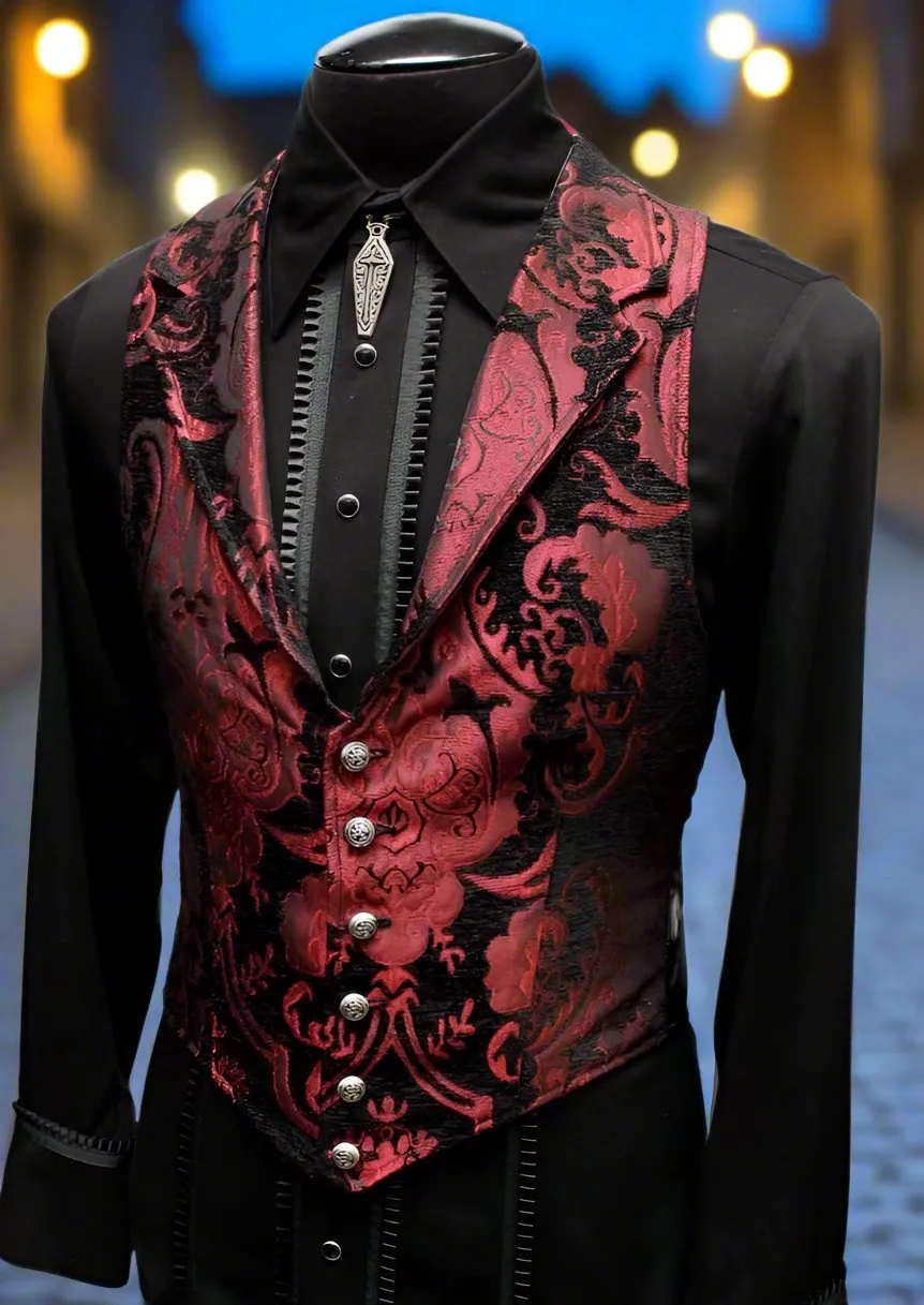 ARISTOCRAT VEST - BLACK/RED TAPESTRY