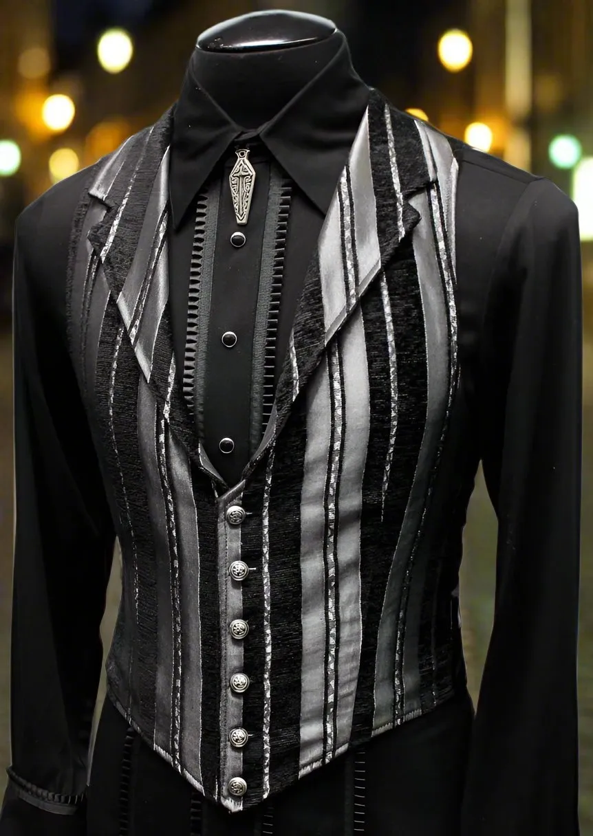 ARISTOCRAT VEST - SILVER/BLACK STRIPE TAPESTRY