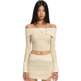 Assorted Colors Set Beige Knit Top