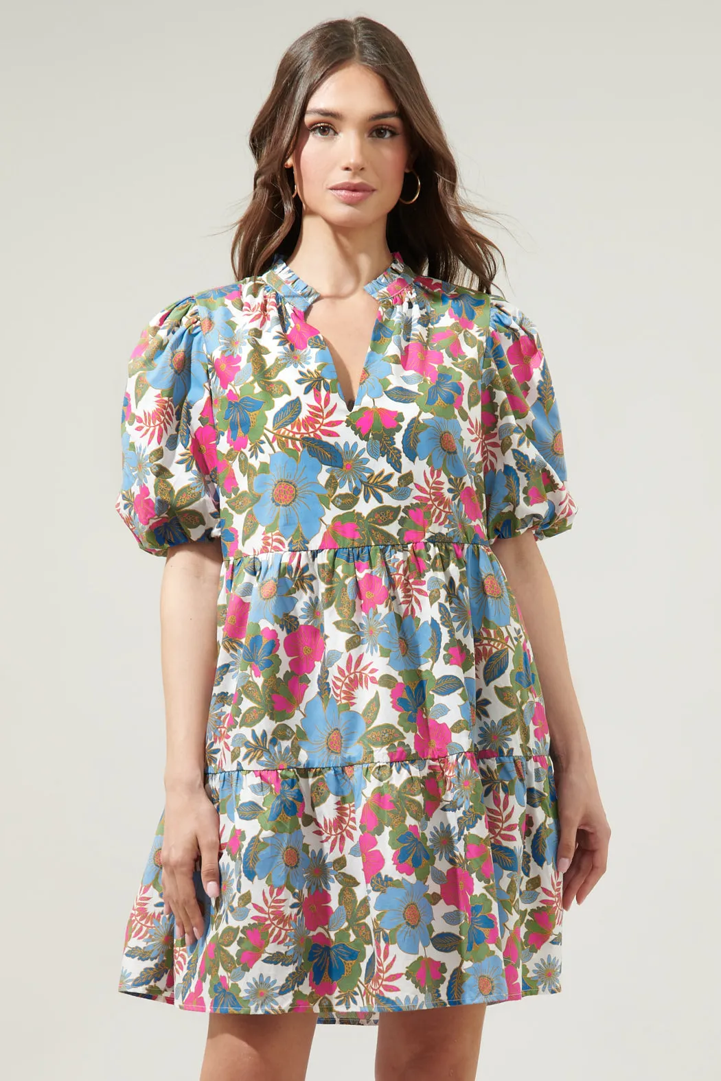 Avitall Floral Jacey Babydoll Mini Dress