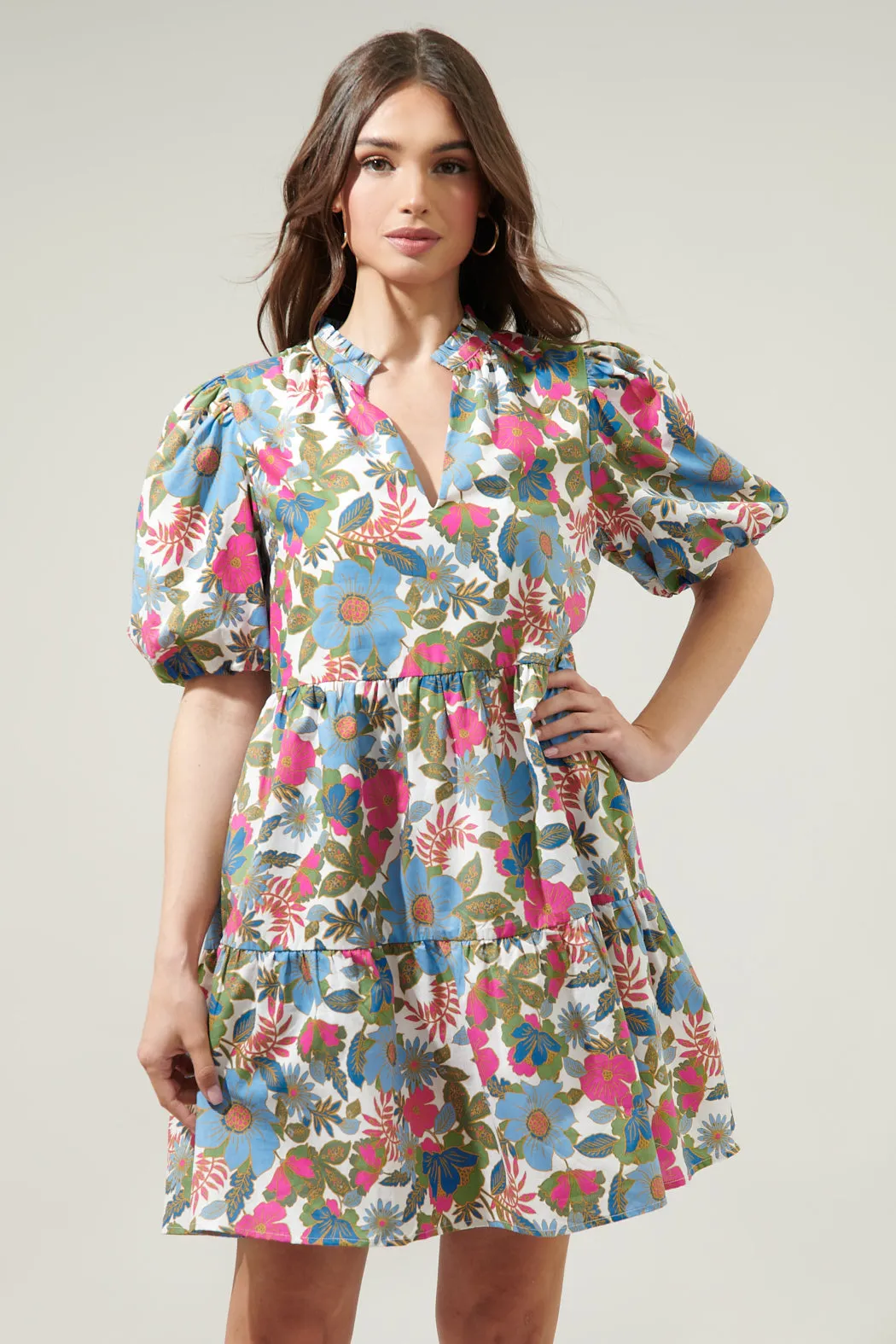 Avitall Floral Jacey Babydoll Mini Dress