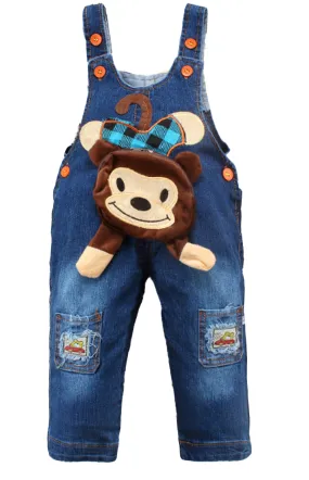 Baby Toddler Cute Cartoon  Monkey Jean Overalls