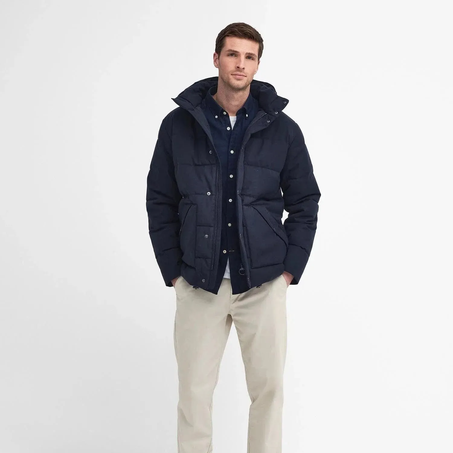 Barbour Brampton Puffer Jacket In Dark Navy