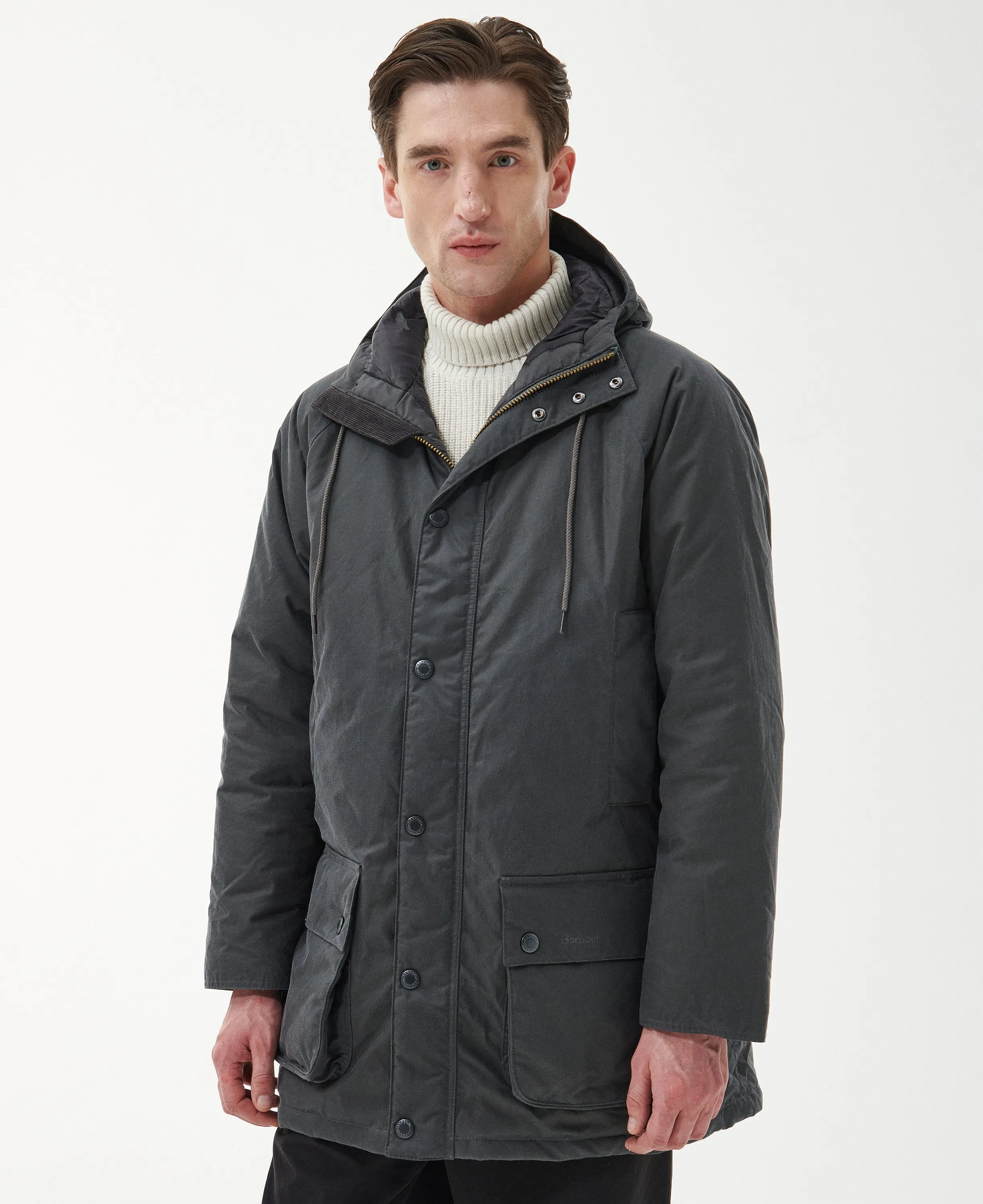 Barbour Hooded Beaufort Grey