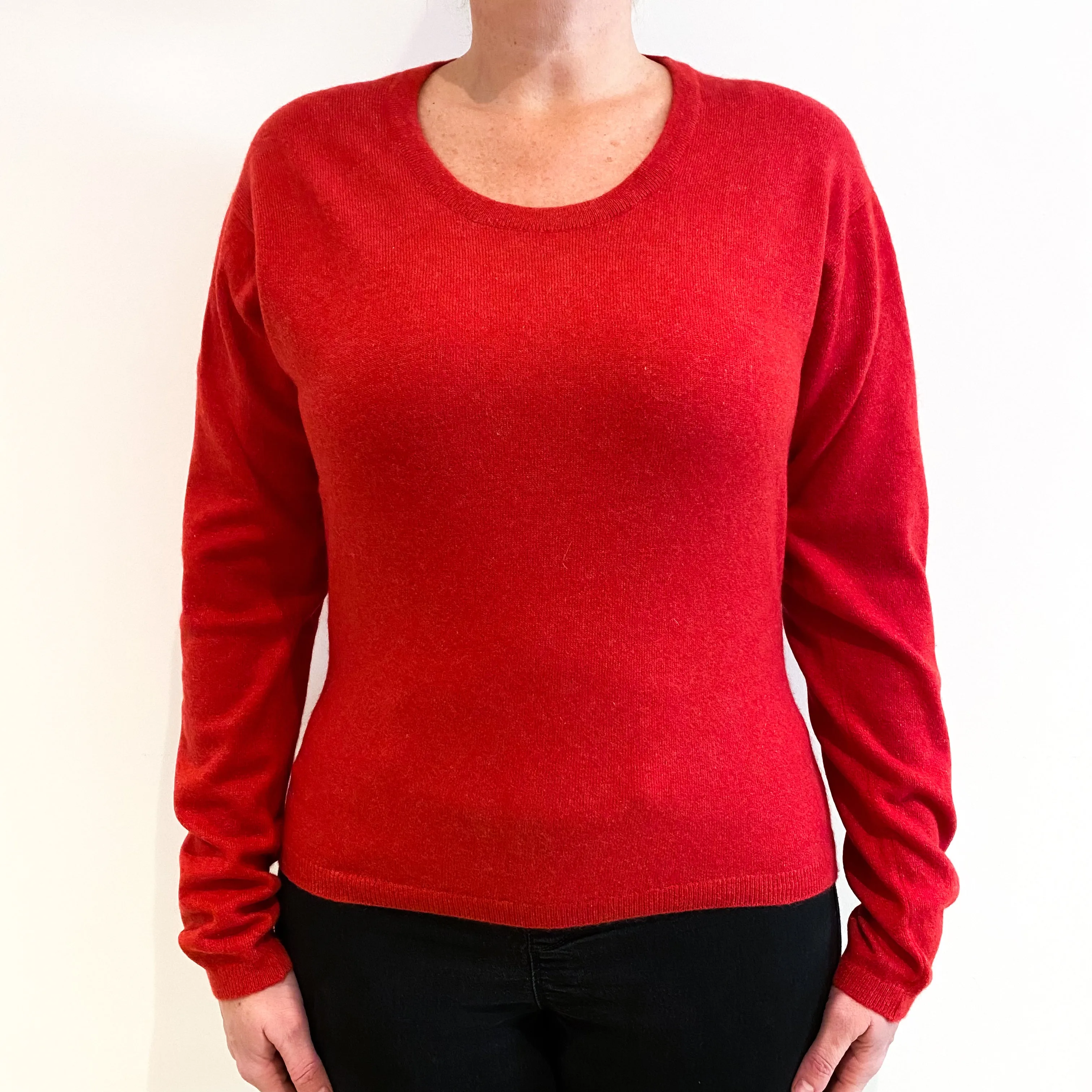 Berry Red Scottish Cashmere Scoop Neck Jumper Large