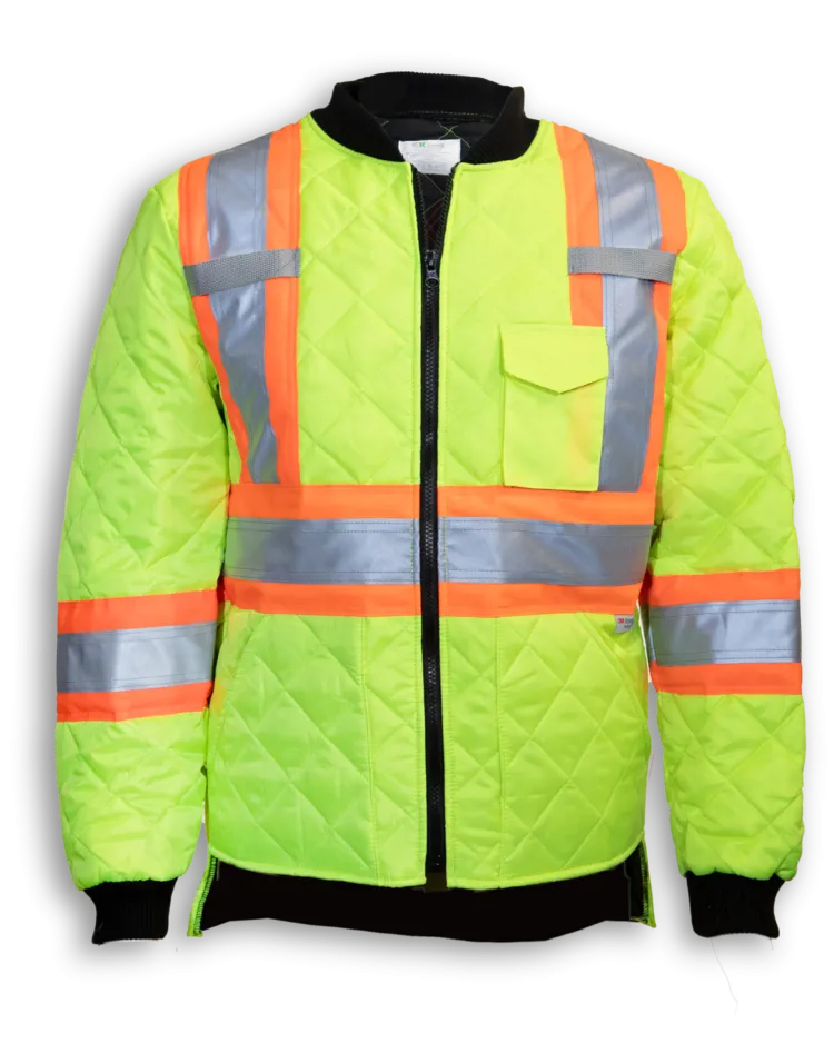 Big K BK895 Quilted Hi-Vis Freezer Jacket – Dual Inner Pockets, 3M Scotchlite Reflective, CSA Compliant, Rib-Knit Cuffs & Collar