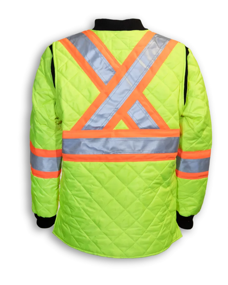 Big K BK895 Quilted Hi-Vis Freezer Jacket – Dual Inner Pockets, 3M Scotchlite Reflective, CSA Compliant, Rib-Knit Cuffs & Collar