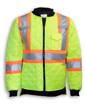 Big K BK895 Quilted Hi-Vis Freezer Jacket – Dual Inner Pockets, 3M Scotchlite Reflective, CSA Compliant, Rib-Knit Cuffs & Collar