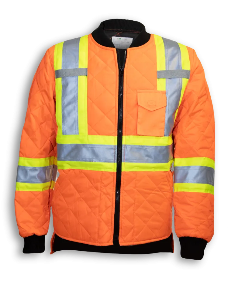 Big K BK895 Quilted Hi-Vis Freezer Jacket – Dual Inner Pockets, 3M Scotchlite Reflective, CSA Compliant, Rib-Knit Cuffs & Collar