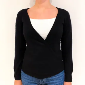 Black Crossover Cashmere V Neck Cardigan Small