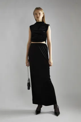 Black-Velvet Maxi-Skirt