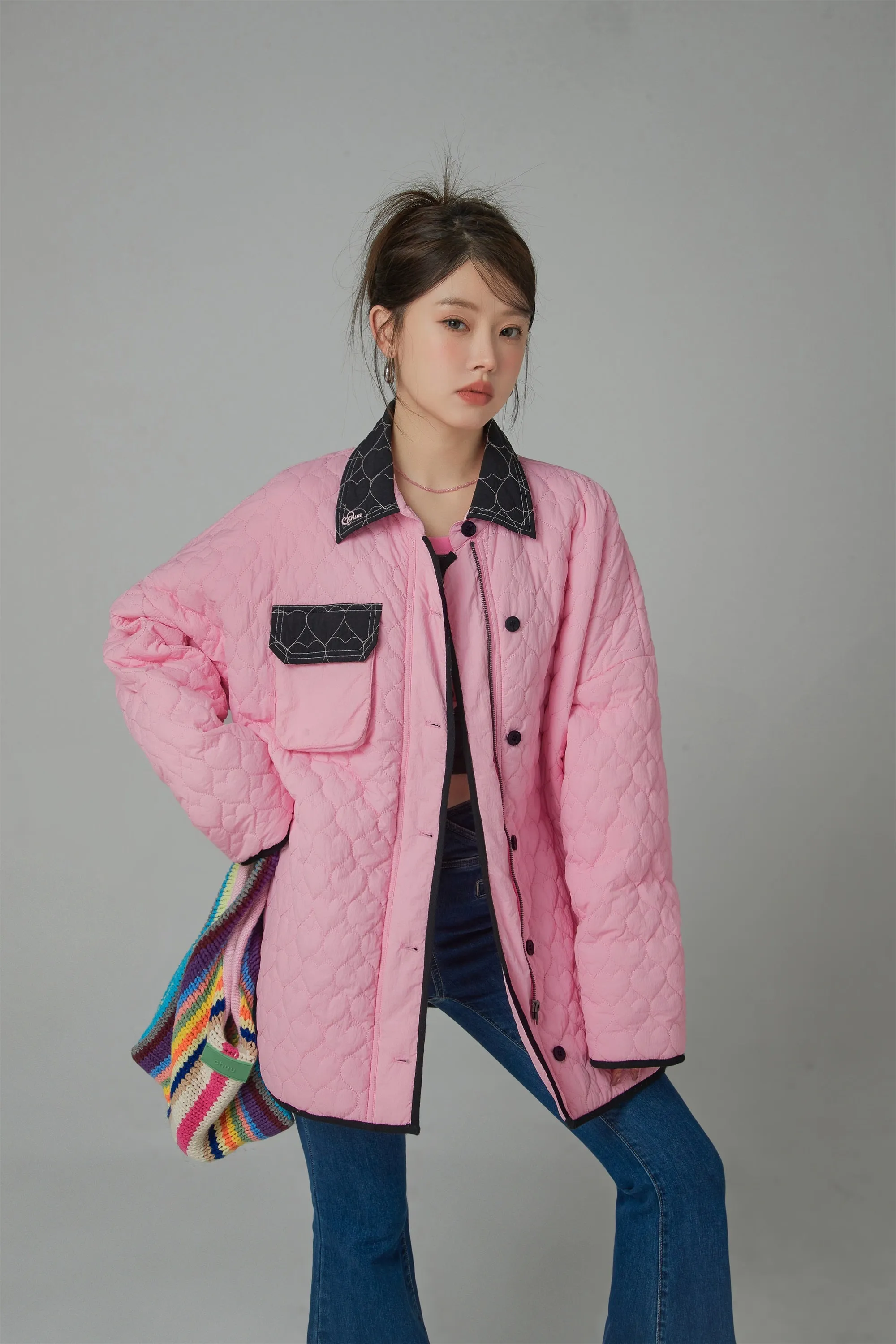 Blazing Cherry Heart Quilted Jacket