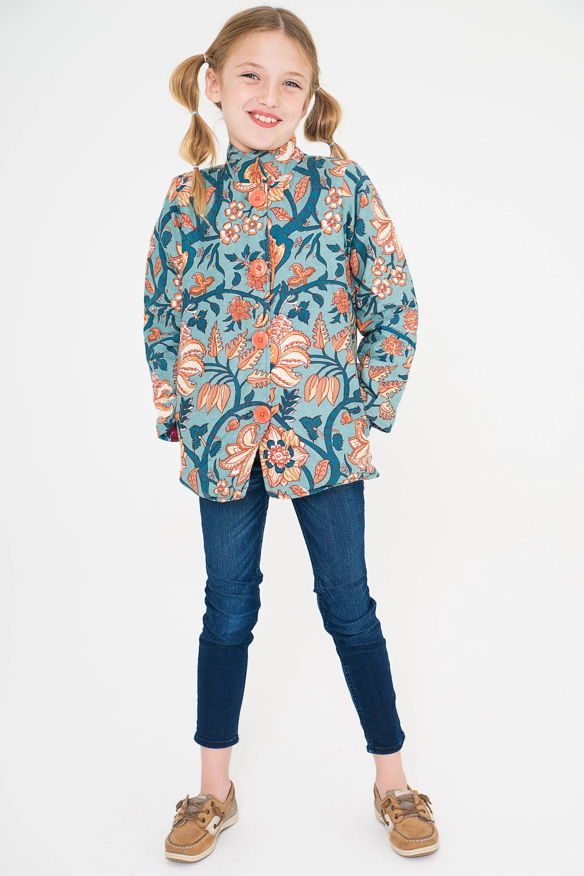 Blue Floral & Fuchsia Reversible Jacket