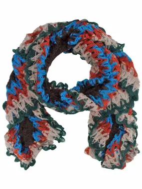 Blue Orange Green Ruffled Multicolor Scarf