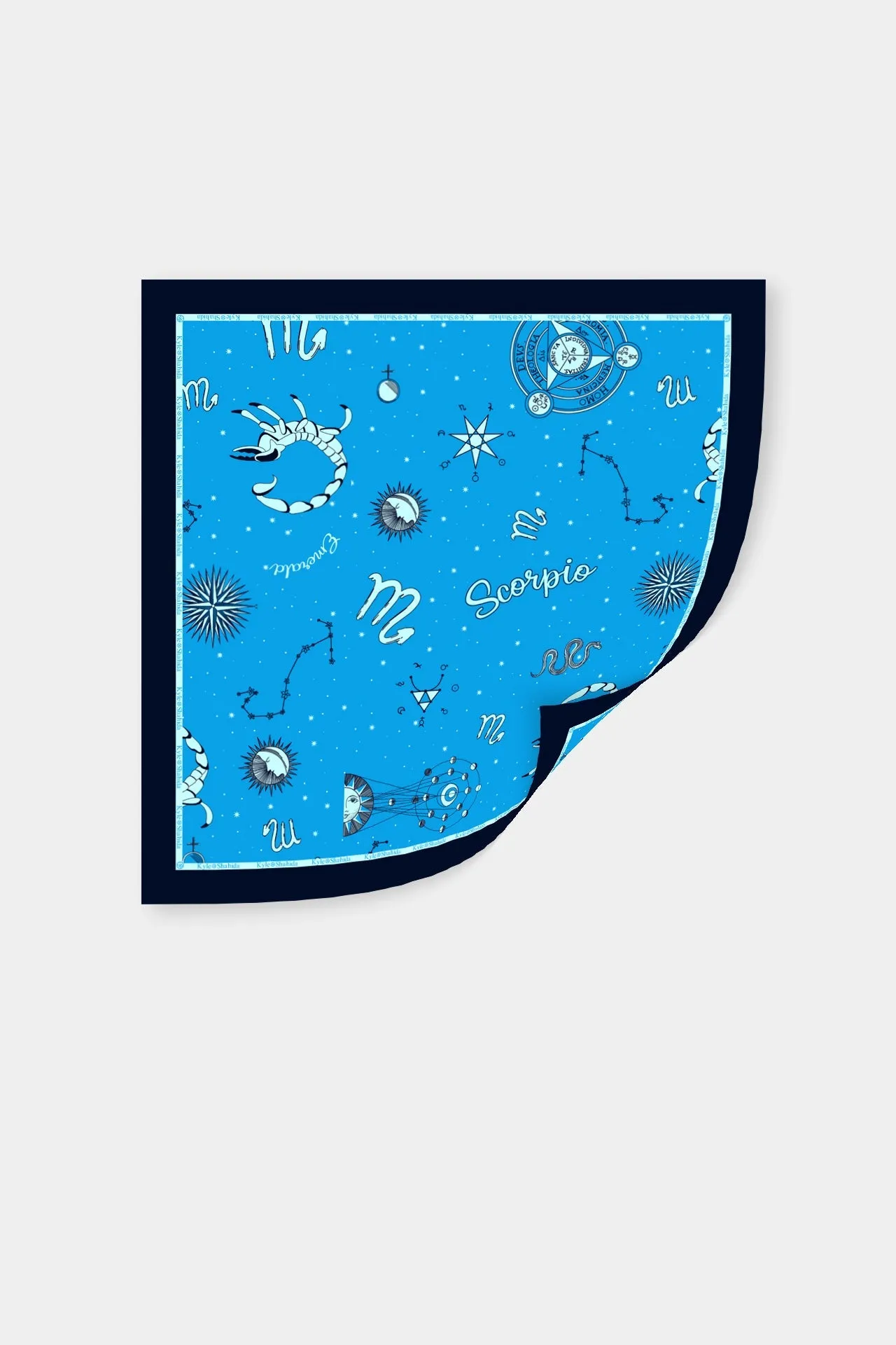 Blue Printed Scarves in Zodiac Print