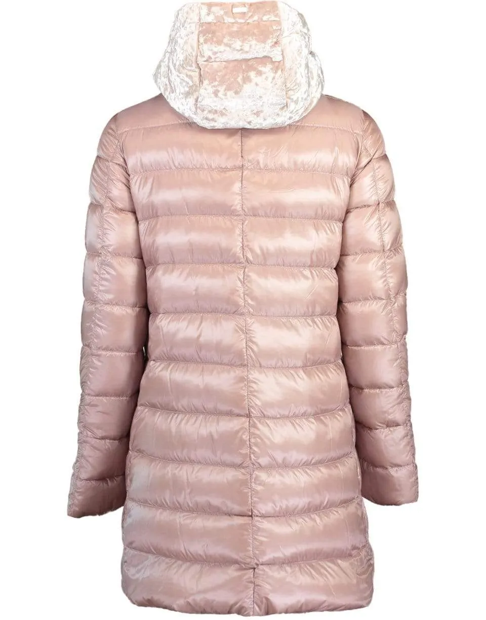 Blush Hilo Velvet Hood Nylon Jacket