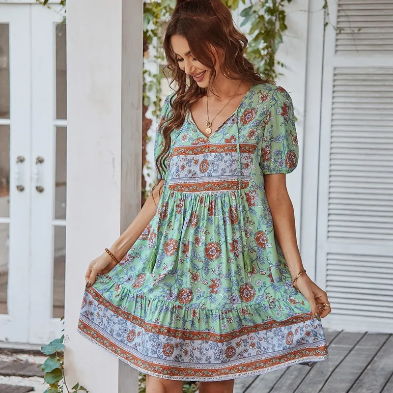 Bohemian Printed Resort Style Summer Dress