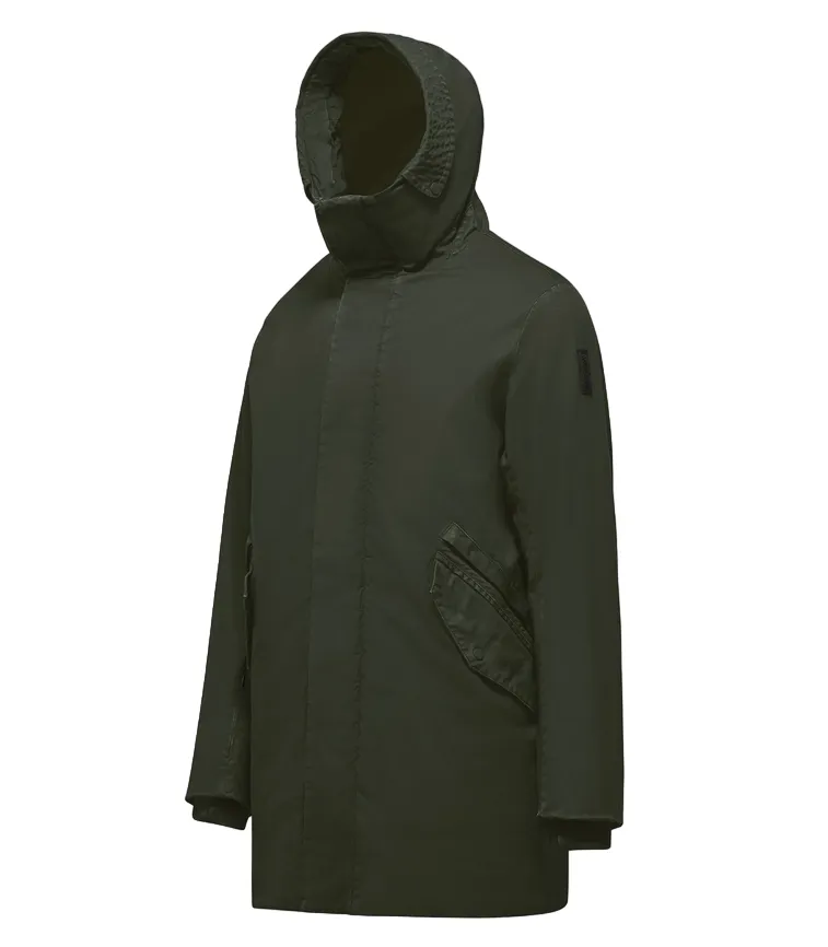 Bomboogie parka da uomo in cotone lavato con interno staccabile CM8737TCSD4 322 verde oliva