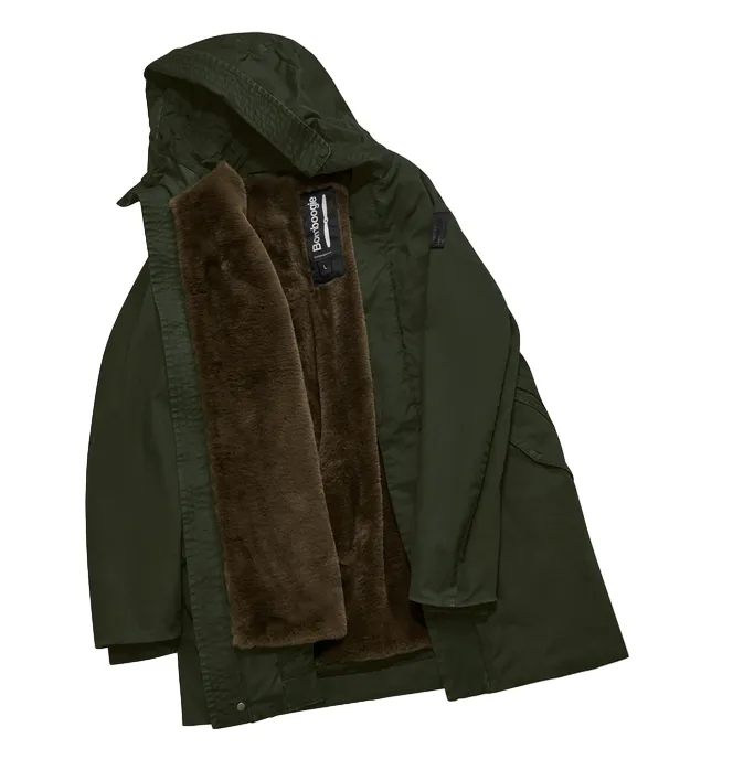 Bomboogie parka da uomo in cotone lavato con interno staccabile CM8737TCSD4 322 verde oliva