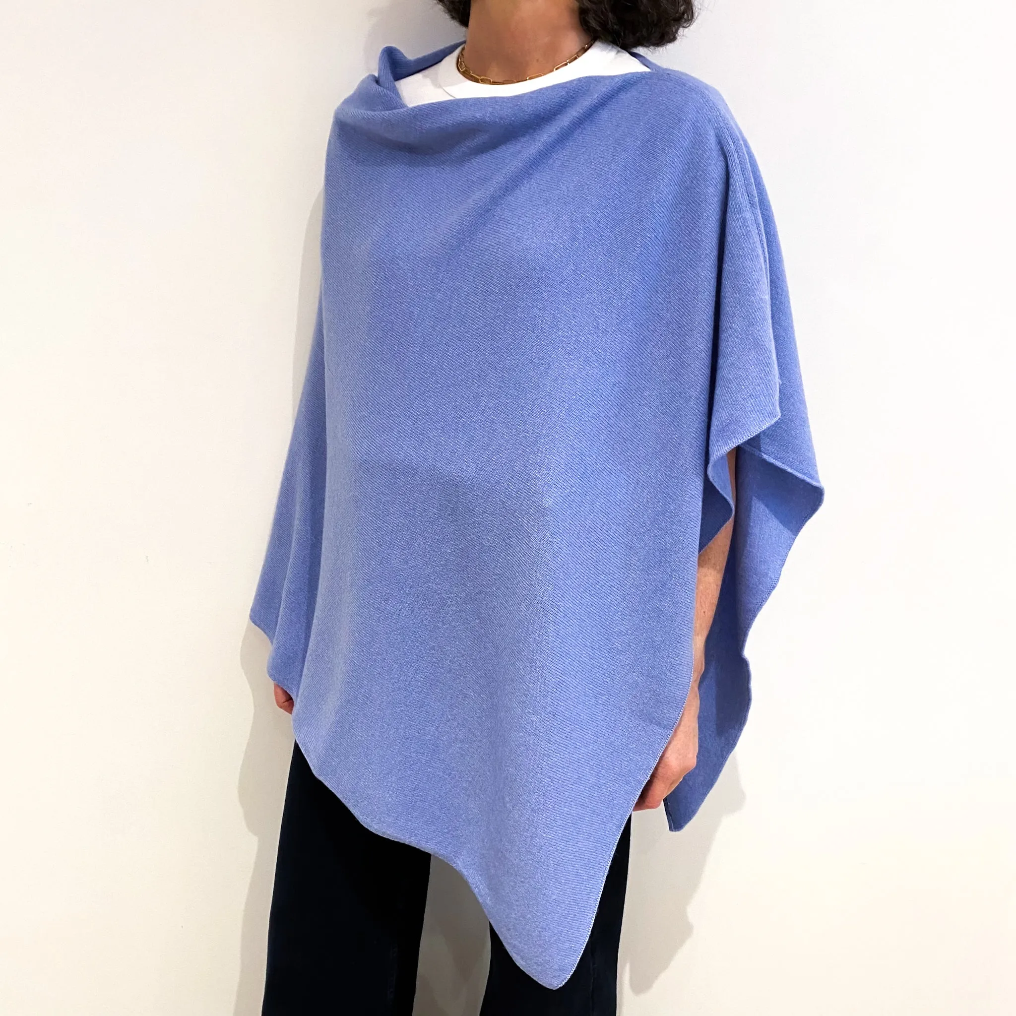 Brand New Scottish Sky Blue Cashmere Poncho One Size