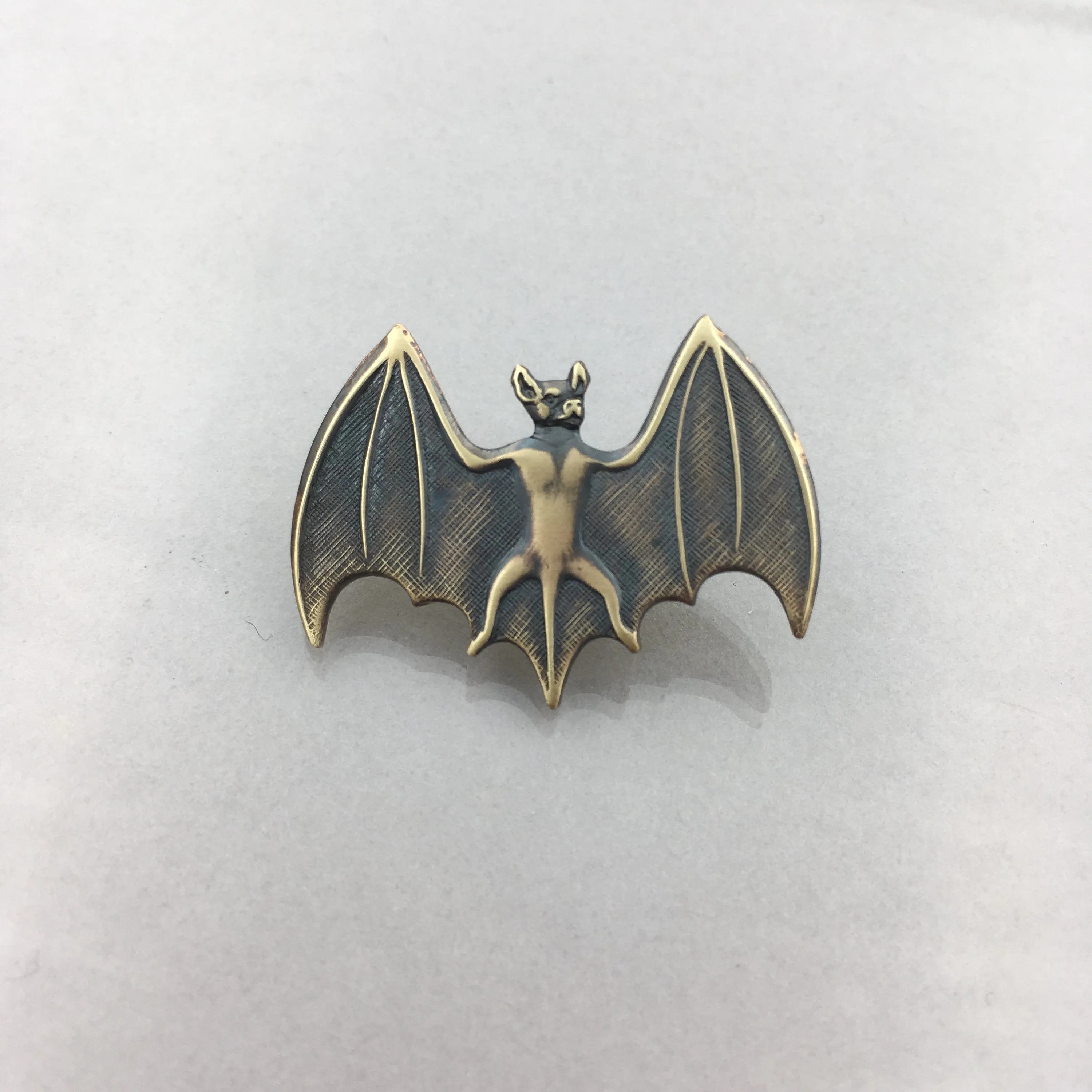 Brass Bat Pin or Brooch