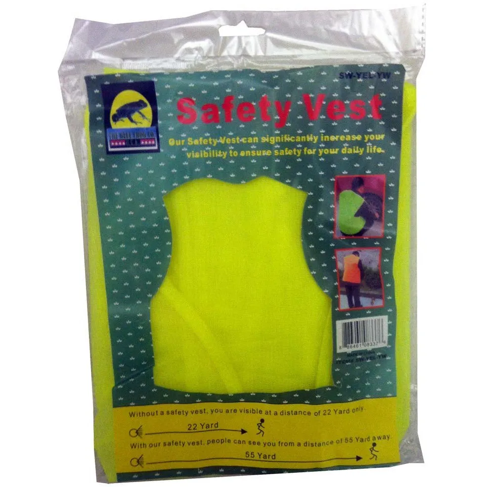 Bright Neon Yellow Mesh Safety Vest - Loop & Pile Fastener  - SW-SW-YEL-YW