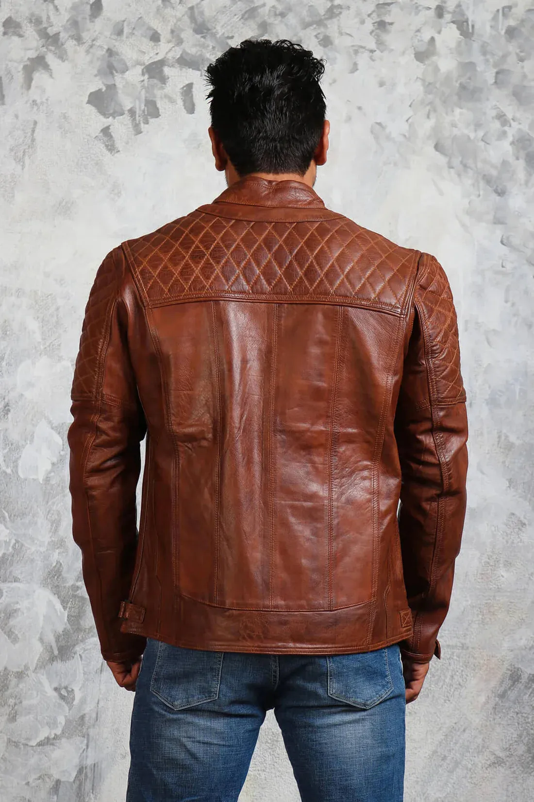 Brown Biker Quilted Leather Jacket