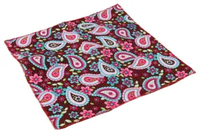 Brown / Neon Blue / Pink Paisley Pocket Square - [2017 Spring]