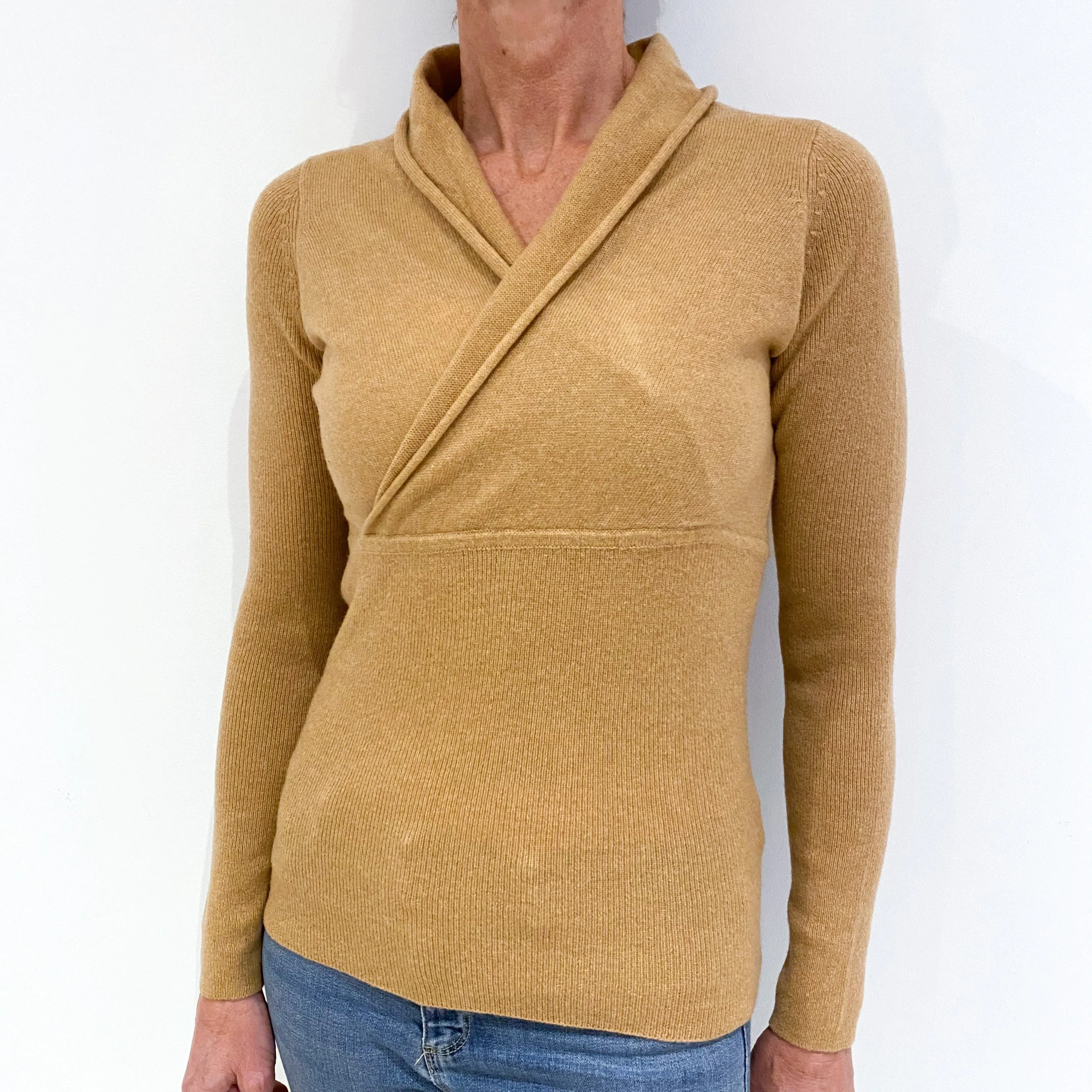 Caramel Cashmere V-Neck Jumper Small/Petite