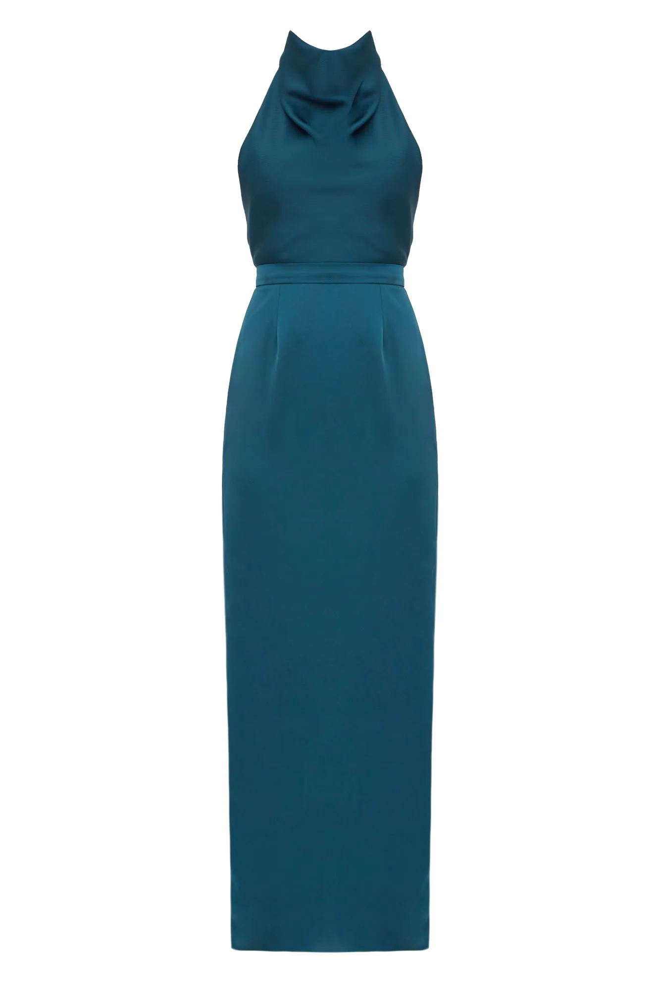 CASANDRA Blue Maxi Evening Dress With Cowl Neck