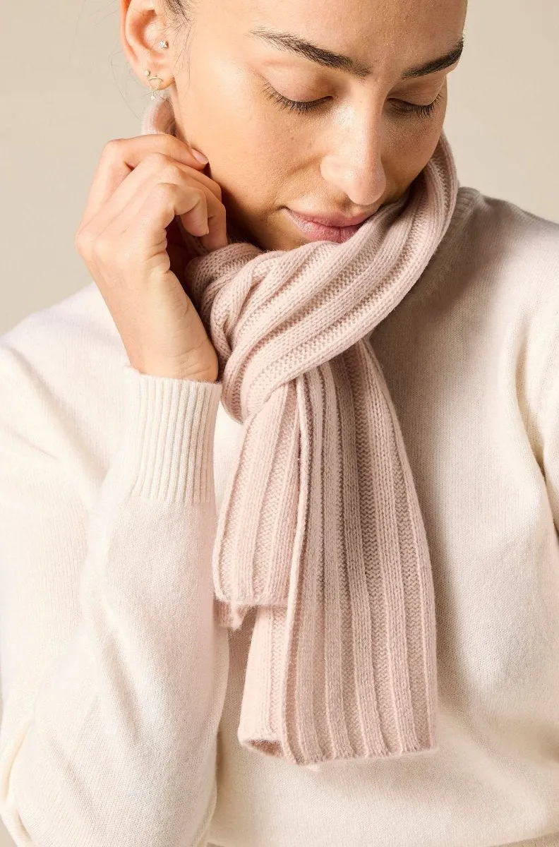 Cashmere Alex Rib Scarf in Bisque