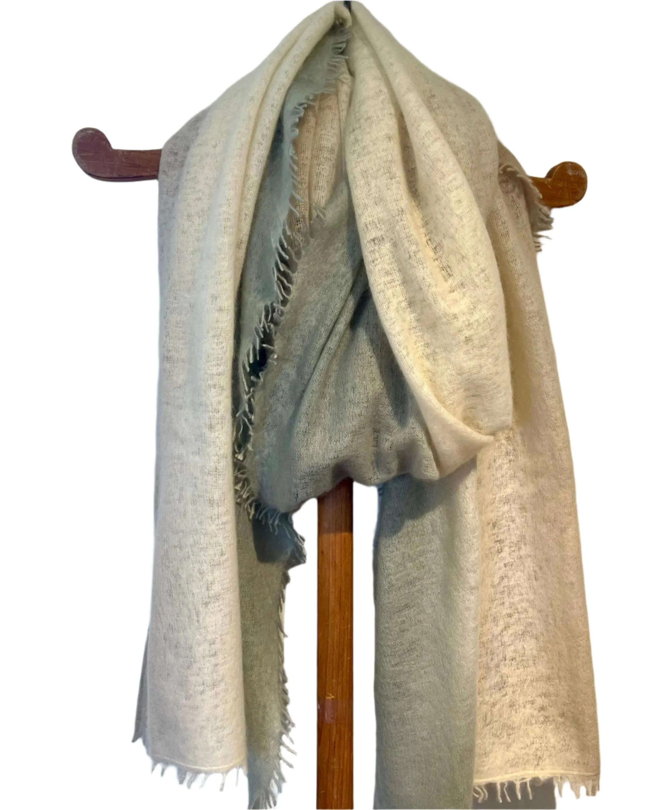 Cashmere Horizontal Shading Scarf | Ivory Green