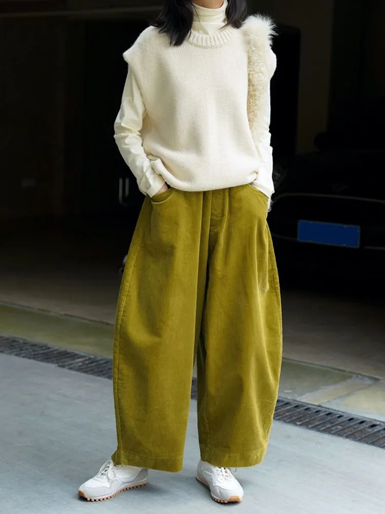 Casual High End Corduroy Wide Leg Pants