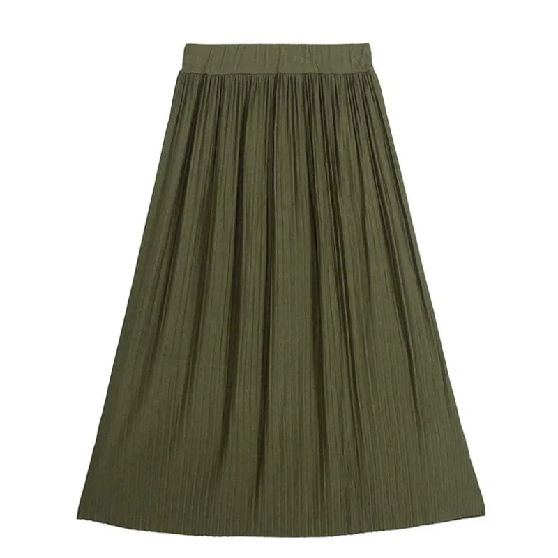 Casual Sporty Pleated Vintage High Waist Skirt