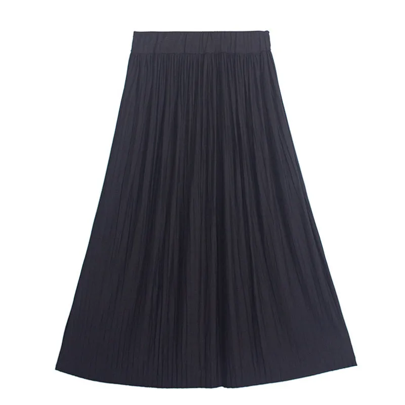 Casual Sporty Pleated Vintage High Waist Skirt