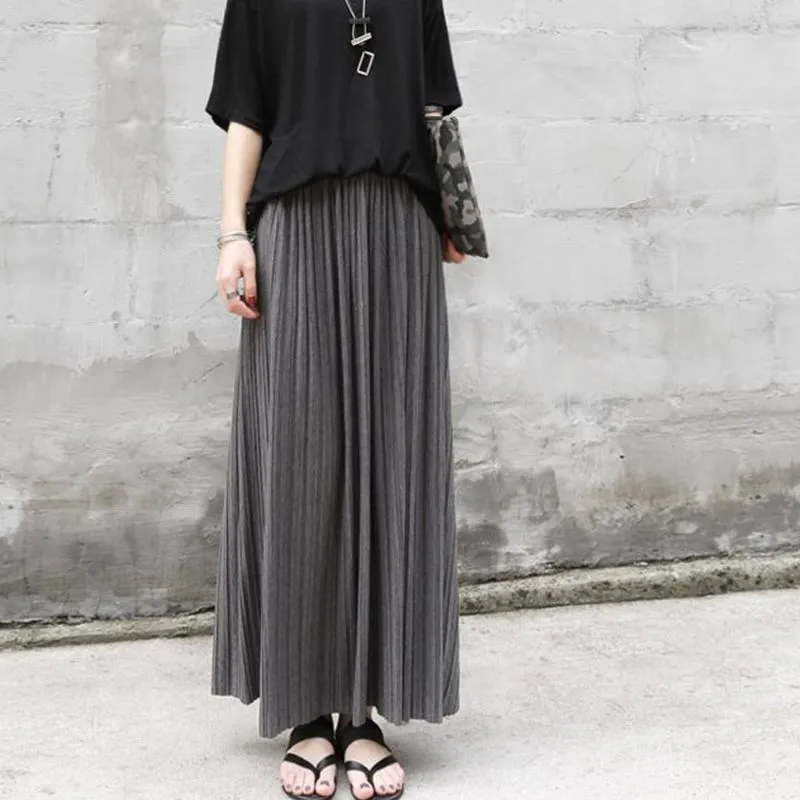 Casual Sporty Pleated Vintage High Waist Skirt