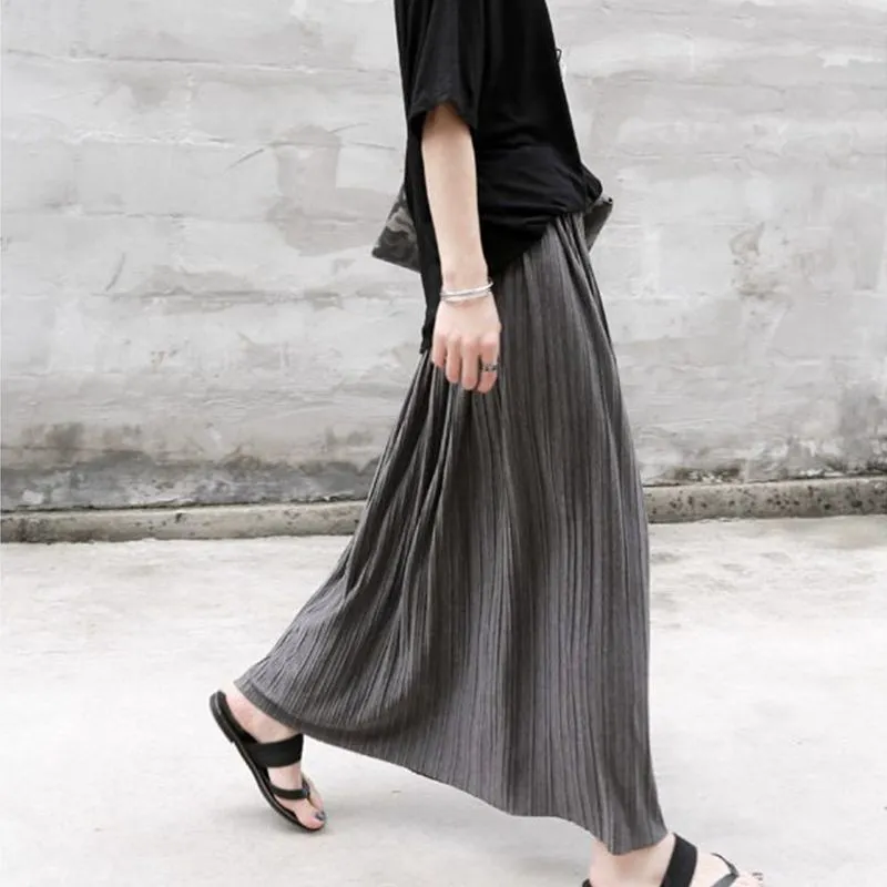 Casual Sporty Pleated Vintage High Waist Skirt