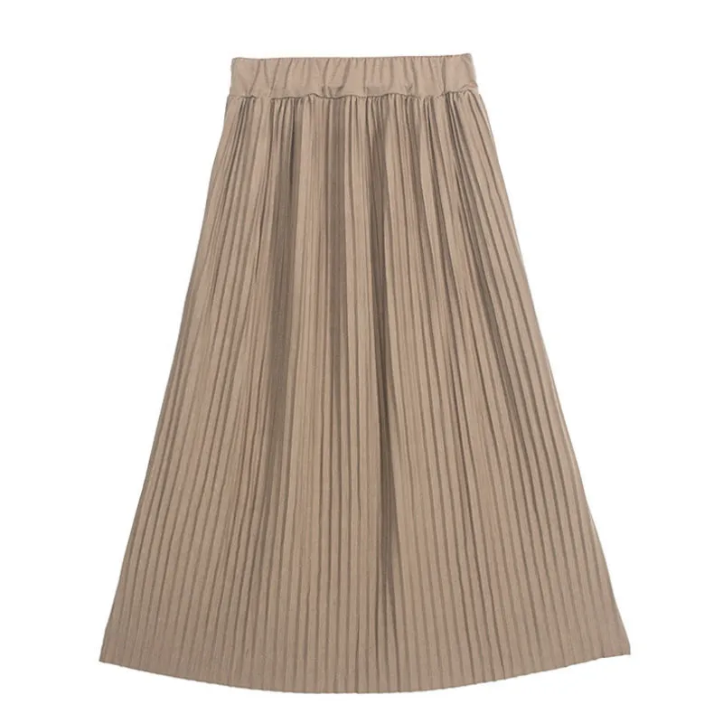 Casual Sporty Pleated Vintage High Waist Skirt