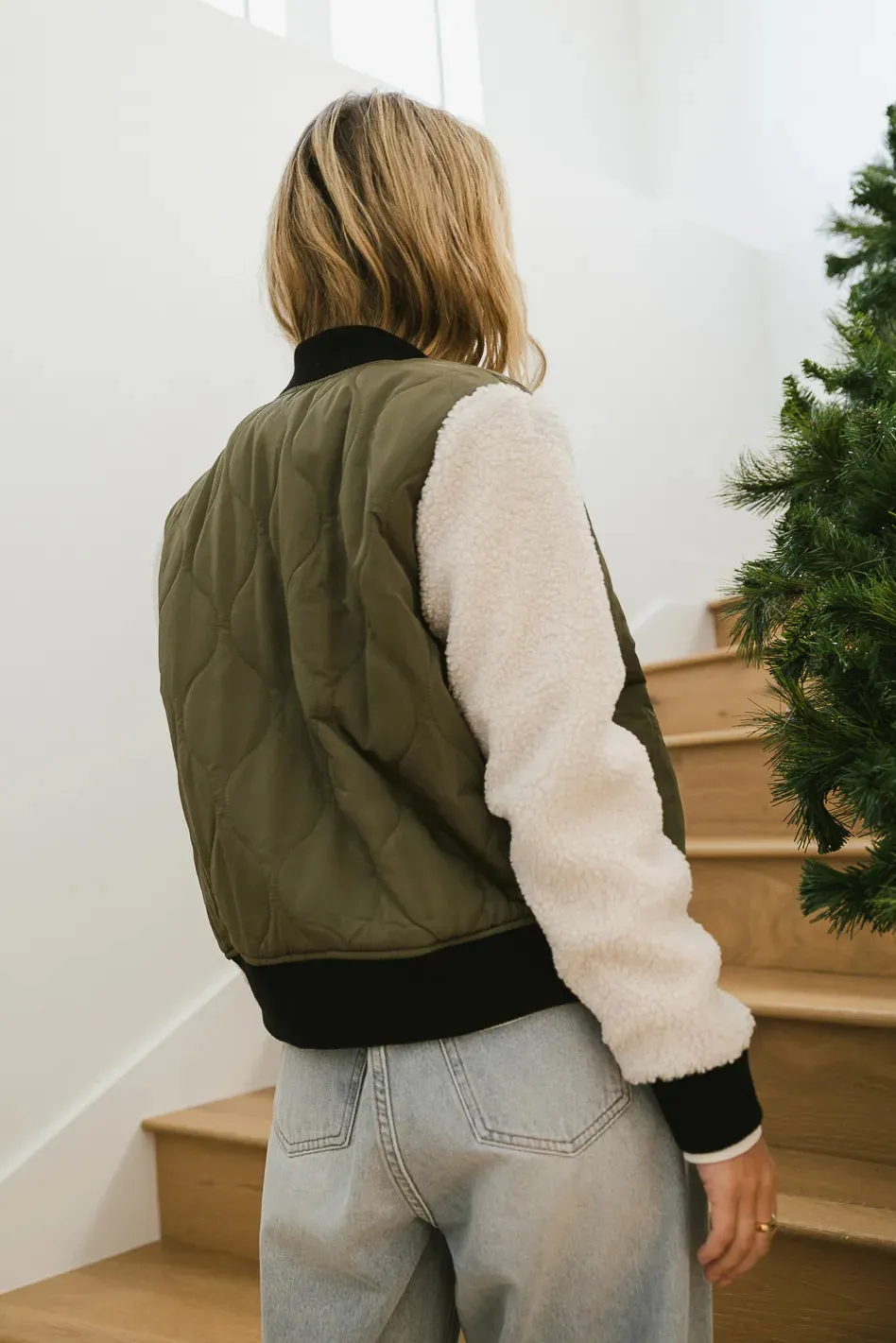 Catching Feelings Bomber Jacket in Olive