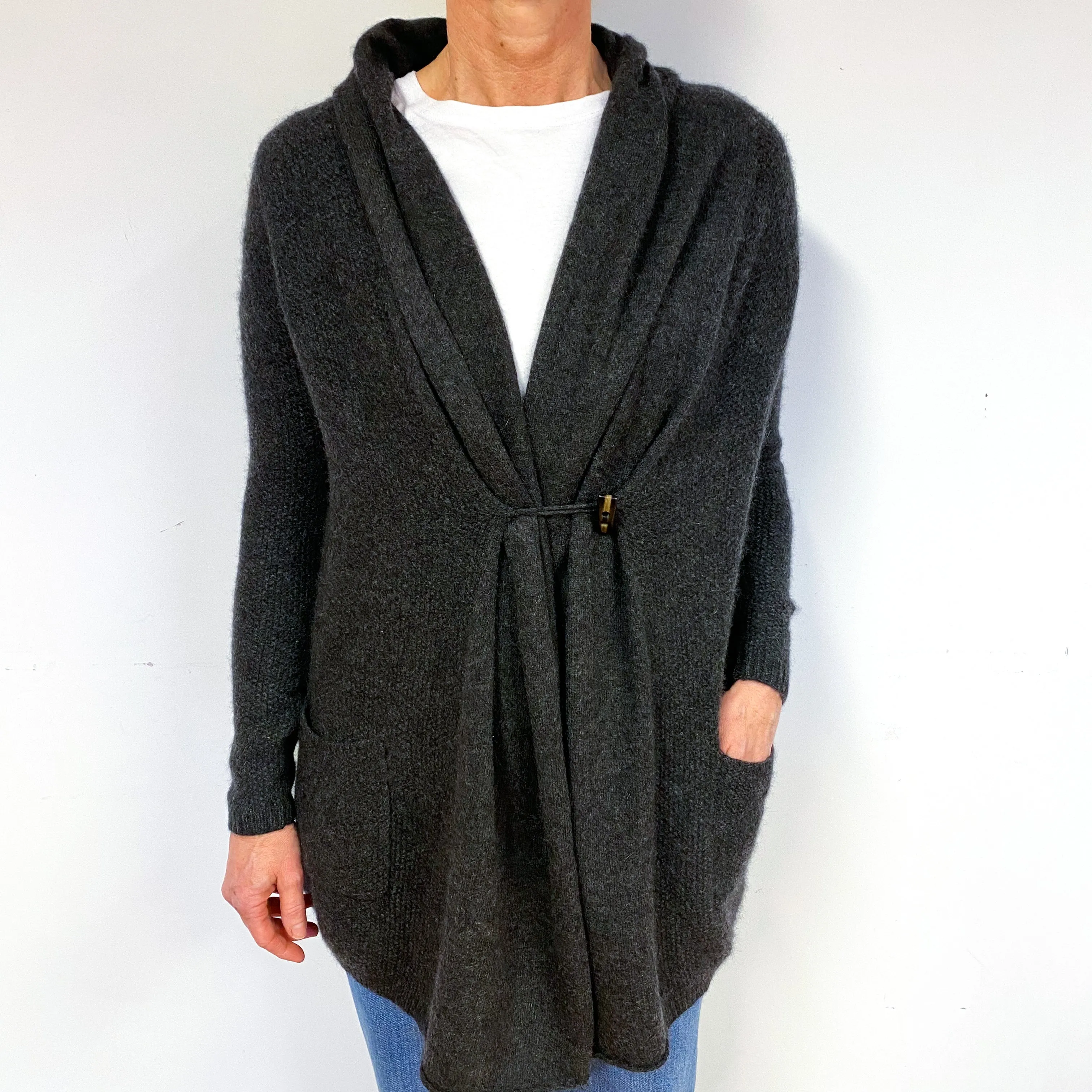 Charcoal Grey Cashmere Cardigan Medium